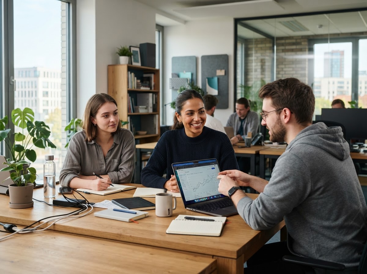 SatuArah AI Team bei der Auswertung von Markt- und Strategiedaten